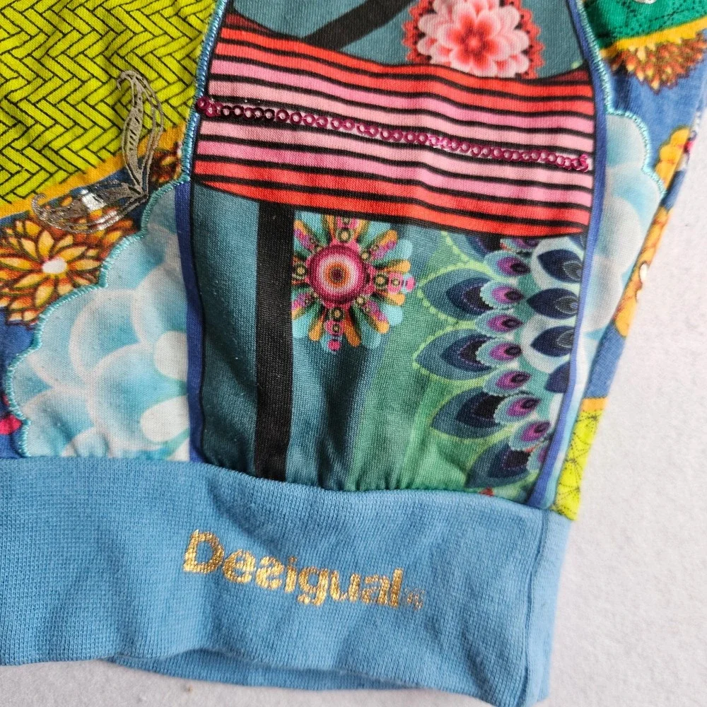 Desigual Kids Friends T-Shirt Kokeshi Doll Patchwork Multi Color Size 7/8 Spain